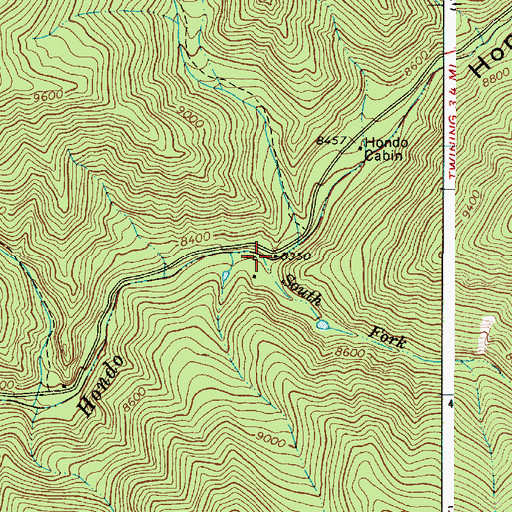 Topographic Map of South Fork Rio Hondo, NM