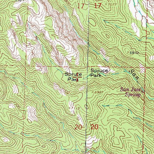Topographic Map of Spruce Park, NM