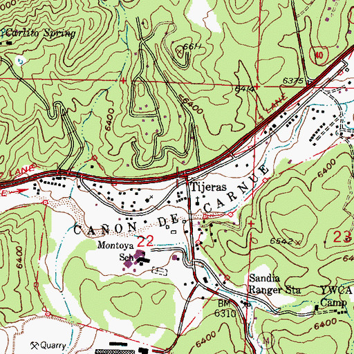 Topographic Map of Tijeras, NM