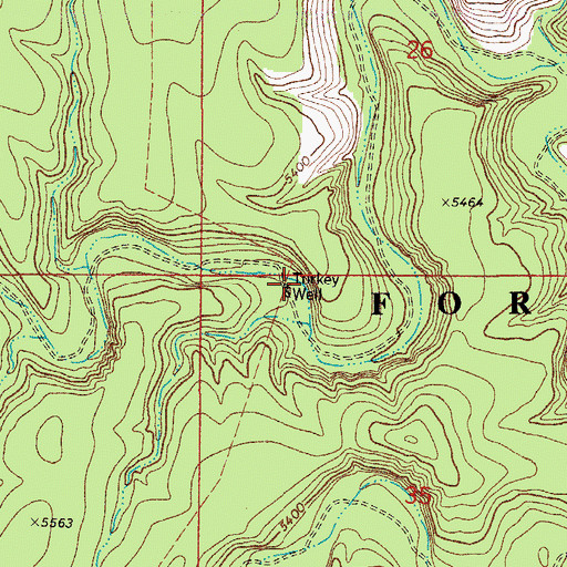 Topographic Map of Turkey Well, NM