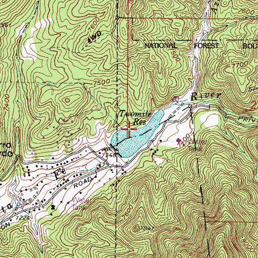 Topographic Map of Twomile Reservoir, NM