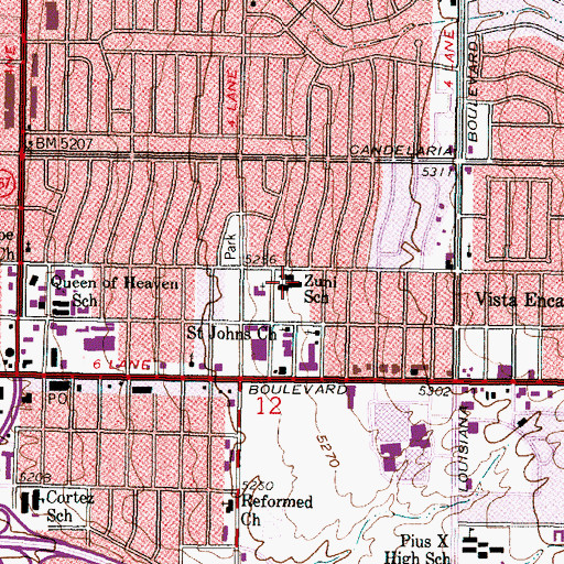 Topographic Map of Zuni Elementary School, NM