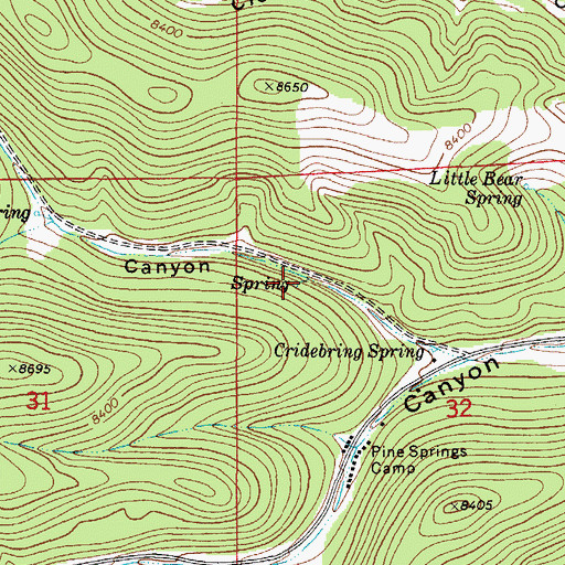 Topographic Map of Hidden Spring, NM
