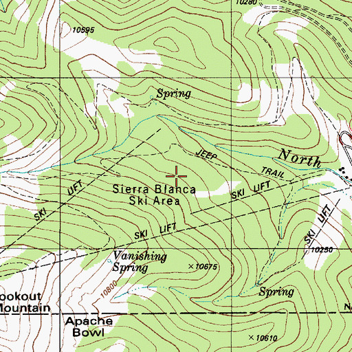 Topographic Map of Sierra Blanca Ski Area, NM