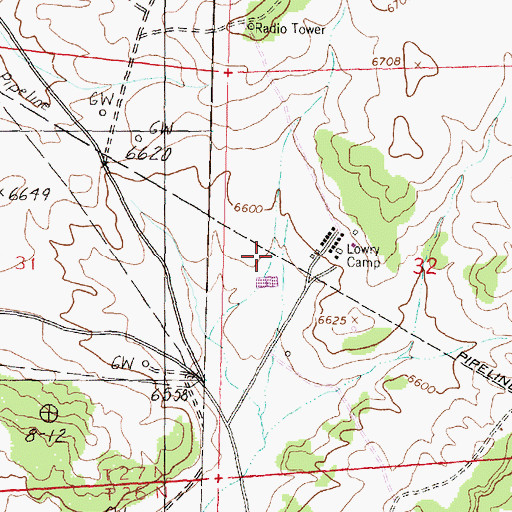 Topographic Map of Lowry Camp, NM