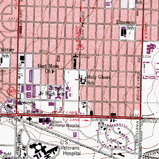 Topographic Map of Trinity United Methodist Church, NM
