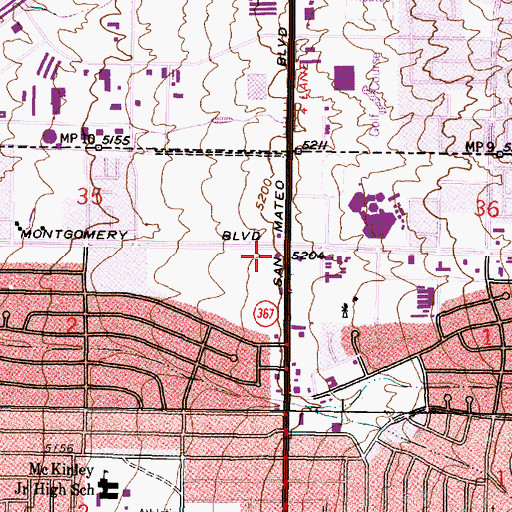 Topographic Map of Kingdom Hall Jehovahs Witnesses - Desert Hills Congregation, NM