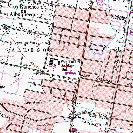 Topographic Map of Paradise Hills United Methodist Church, NM