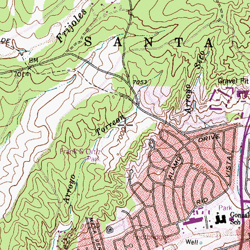 Topographic Map of Frank S Ortiz Park, NM