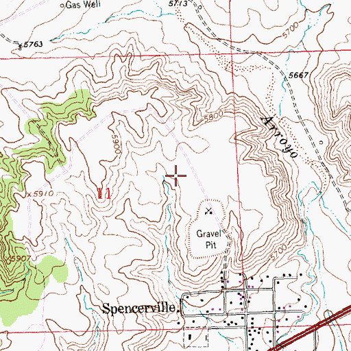 Topographic Map of Spencerville Pit, NM