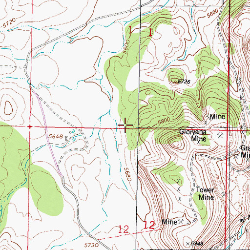 Topographic Map of Lucky Strike Number 2-Luis Lopez D Mine, NM