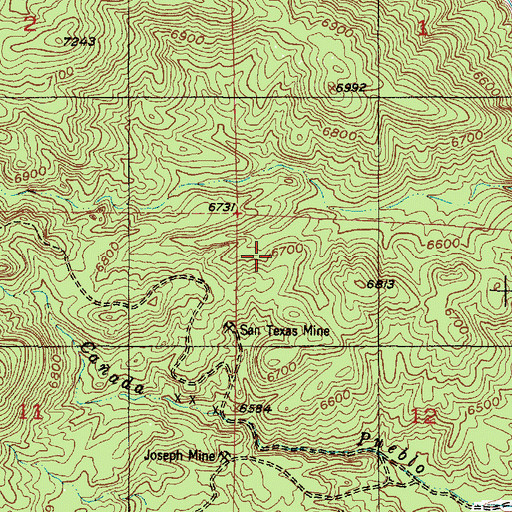 Topographic Map of Southwestern Mining, NM