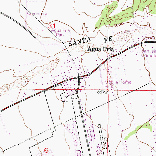 Topographic Map of Agua Fria, NM