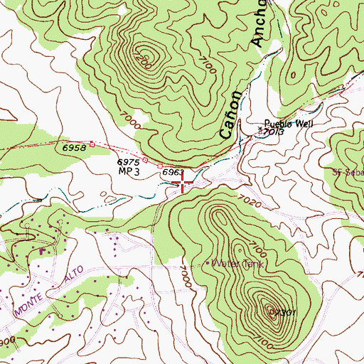 Topographic Map of Canyon Ancho, NM