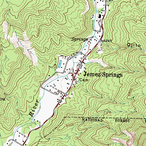 Topographic Map of Jemez Springs, NM