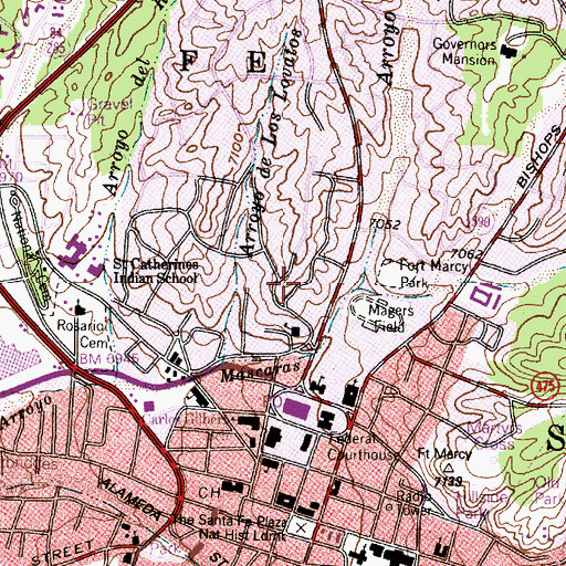 Topographic Map of Martyrs Cross, NM