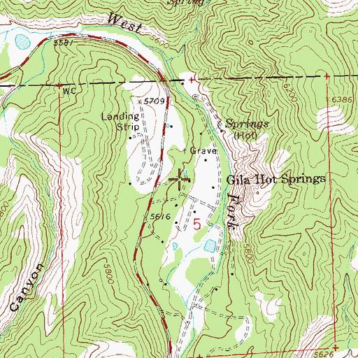 Topographic Map of Gila Hot Springs, NM