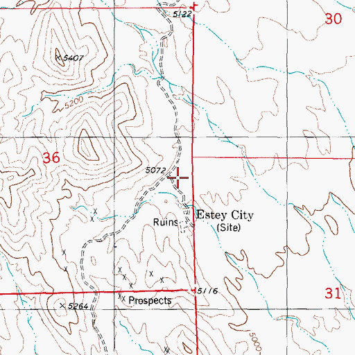 Topographic Map of Estey City, NM