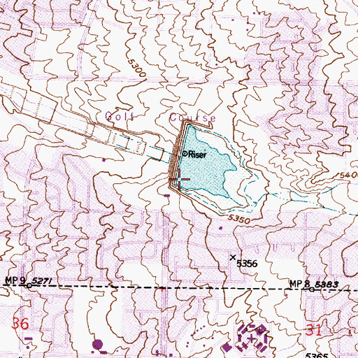 Topographic Map of South Bear Canyon Detention Dam, NM