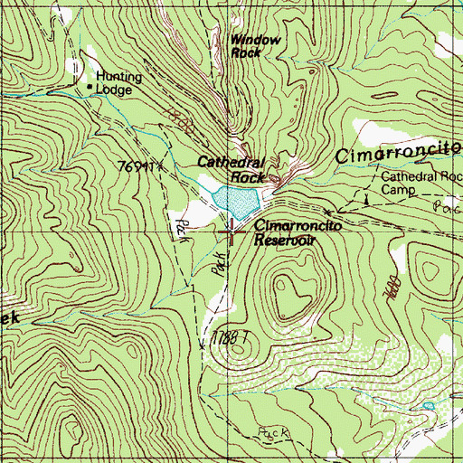 Topographic Map of Cimarroncito Reservoir Dam, NM