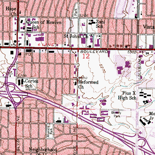 Topographic Map of Uptown Shopping Center, NM