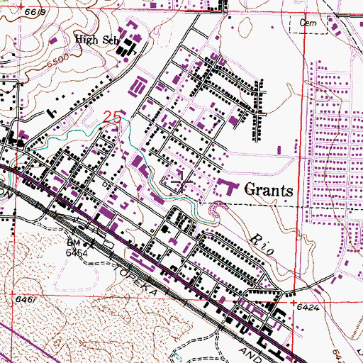 Topographic Map of Los Alamitos Middle School, NM