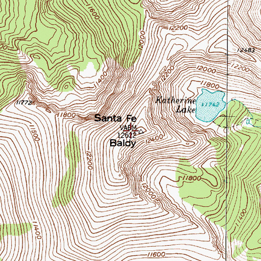 Topographic Map of Santa Fe Baldy, NM