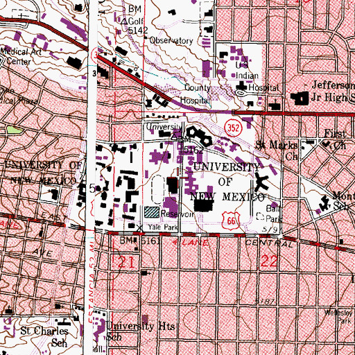 Topographic Map of Jonson Gallery of the University Art Museum, NM