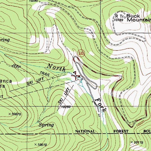 Topographic Map of Apache Bowl Ski Trail, NM