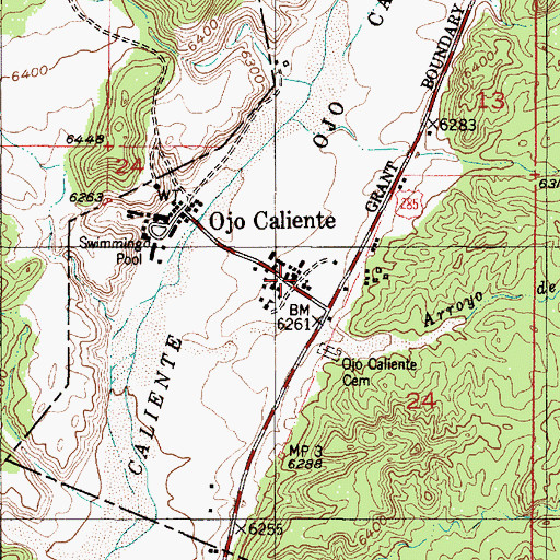 Topographic Map of Ojo Caliente Weather Station, NM