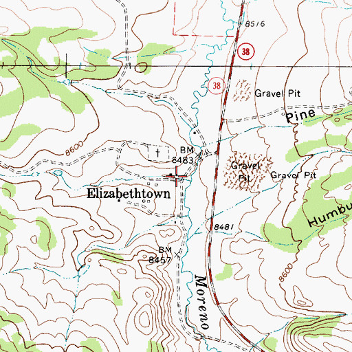 Topographic Map of Elizabethtown Weather Station, NM