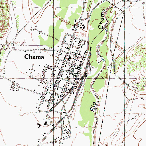 Topographic Map of Burns-Kelly Store Historic Site, NM