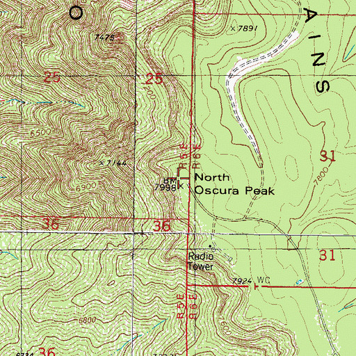 Topographic Map of North Oscura Peak, NM