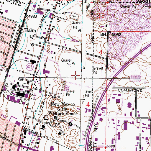 Topographic Map of Los Duranes Chapel Historic Site, NM