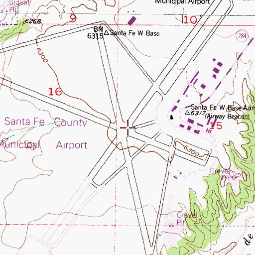 Topographic Map of Santa Fe Municipal Airport, NM