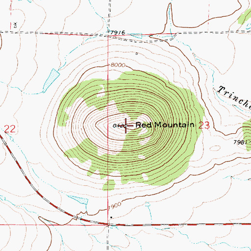 Topographic Map of Red Mountain Post Office (historical), NM