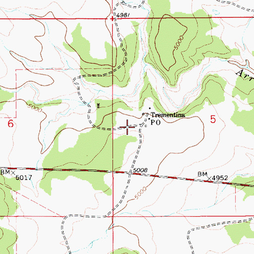 Topographic Map of Trementina Post Office, NM