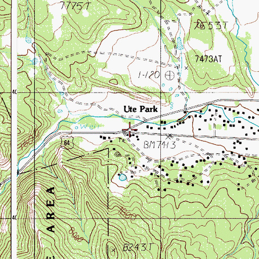 Topographic Map of Ute Park Post Office, NM