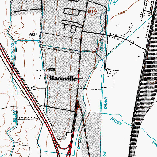 Topographic Map of Bacaville Post Office (historical), NM