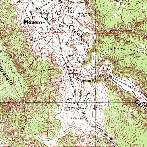 Topographic Map of Monero Post Office (historical), NM
