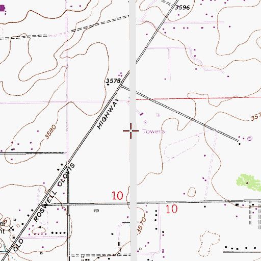 Topographic Map of KCKN-AM (Roswell), NM