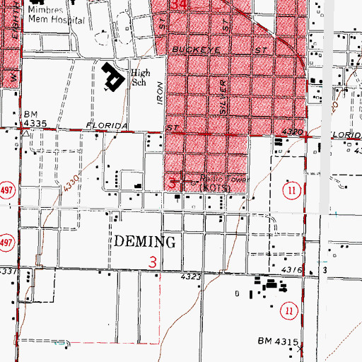 Topographic Map of KDEM-FM (Deming), NM