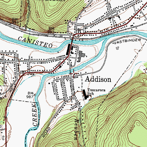 Topographic Map of Addison, NY