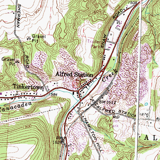 Topographic Map of Alfred Station, NY