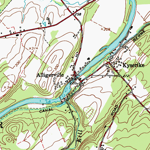Topographic Map of Alligerville, NY