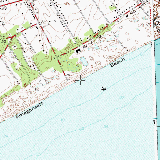 Topographic Map of Amagansett Beach, NY