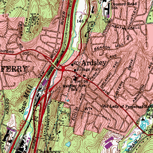 Topographic Map of Ashford Avenue School, NY