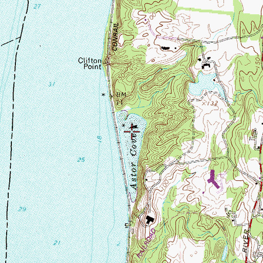 Topographic Map of Astor Cove, NY