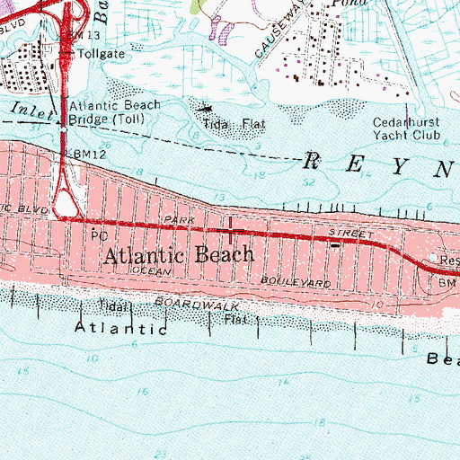 Topographic Map of Atlantic Beach, NY