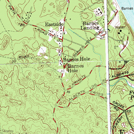 Topographic Map of Barnes Hole, NY